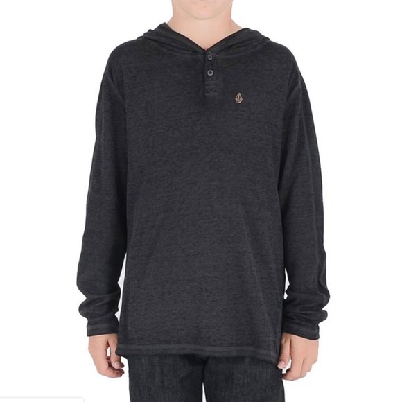 🍒 VOLCOM Boys Burnt Burnout Thermal Hoodie Sz L Youth - Picture 1 of 16